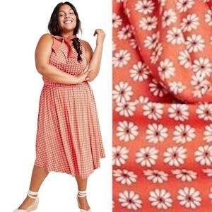 Anthropologie Maeve Brianne Tangerine Orange Daisy Cowl Neck Dress. Xl